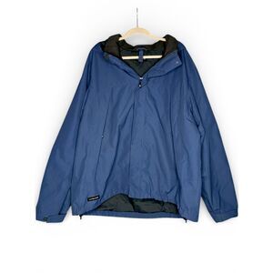 Lands End Mens Navy Blue Squall Jacket Nylon XXL Waterproof All Weather Full Zip